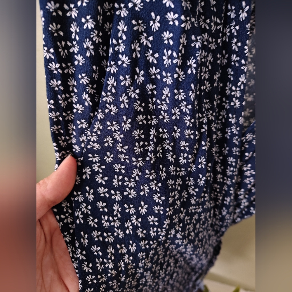 Brandy Melville S/M Blue Daisy Print Robbie Wrap Dress Made In Italy - Picture 14 of 14